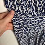 Bobeau navy ikat fit and flare jersey knit stretch midi dress size M Photo 59