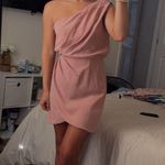 These Three Boutique One Shoulder Tulip Overlay Dress in dusty rose! $48 Photo 2