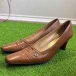 Salvatore Ferragamo Vtg Women's 8 Narrow Brown Leather Luxury Low Pumps Photo 3