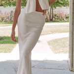 COMMENSE White Knit Halter Top Midi Maxi Skirt Matching Set Coord Small Photo 0