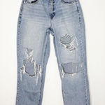 American Eagle  90s Straight Jeans Light Wash Distressed Size 12 Photo 0