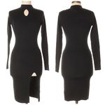 J.O.A. Black Knit Bodycon Slit Dress REVOLEXS Photo 2