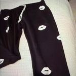 Lauren Moshi  Black Joggers with White Lips Design Photo 1
