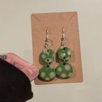 Green Polymer clay drop earrings. Boho Photo 2