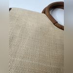 White House | Black Market  Tan‎ Handbag Basket Bag Crescent Basket Flower Appliqué Photo 13
