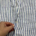 Ann Taylor 100% Linen Striped Blue Tunic Top Size Small Roll Tab Resort Beach Photo 7