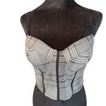 Haute Monde Bustier Top Black White Plaid Pattern Cropped Strappy Retro 90’s Photo 1