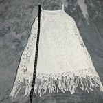 Women's Sleeveless Lace Mini Dress with Fringe Hem Size XXS Boho Bridal Grad White Photo 5