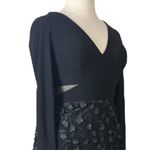 XScape Black Gown V-Neck 3D Floral Illusion Jersey Top V-neck Women’s Size 14P Photo 8