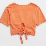 Aerie NWT  Cropped Wrapback T-Shirt in Orange Women’s Size XL Tie-Back Shirt Photo 1