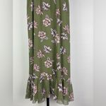 Avec Les Filles Green Lotus Flower V-Neck Sleeveless Open Back Chiffon Dress Photo 3