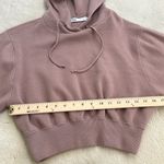 ZARA  Women’s Light Brown Long Sleeve Drawstring Cropped Hoodie Sweatshirt Small Photo 9