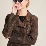 MARRAKECH Marni Leopard Moto Jacket Faux Suede Leather Brown Sz M Anthropologie Size M Photo 3