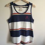 Junk Food Clothing JUNK FOOD White Blue Red Atari Stripe Graphic Tank NEW Photo 2