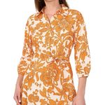 Cynthia Steffe  Fit & Flare A-Line Floral Belted Poplin Dress Button‎ Up Sz L Photo 2