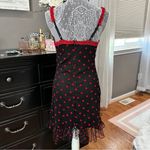Madden Girl  Black Mesh Mini Dress Red Heart Print Lace Trim Slip Dress Size M Photo 5