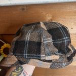 Plaid Wool Peaky Blinder Cap Hat Bill Heart Brown Blue Beige Photo 2