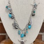 Steer Skull and Turquoise Charm Necklace Silver Photo 0