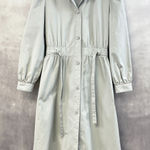 Nordstrom VTG  Brass‎ Plum Dress Trench Coat Size 11 Retro Modest Minimalist Gray Photo 0