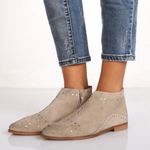 Free People Aquarian Western Suede Leather Studded Ankle Boots Flat Boho 38 8 Photo 0