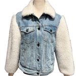 Rebecca Taylor LA VIE DENIM & FAUX FUR JACKET - LIGHT DENIM Size M Photo 13