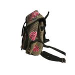 Boho Embroidered Floral Backpack Black Red Rose Folk Festival Bag Photo 4