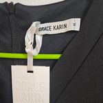 Grace Karin  Black Midi Dress with Tie Front Photo 5