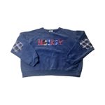Vintage 90's Disney Mickey & CO Embroidered Crewneck Large‎ Plaid Patch Elbows Blue Photo 0