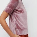 Anthropologie  blouse Krisha Velvet Mock Neck Top pink luxe petite XS Photo 2