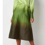 Worthington NWT  Satin Ombre Wrap Dress Midi Green Long Sleeve Career Party Sz Lg Photo 1