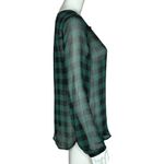 Lumiere Shirt Women Small Green Black Check‎ Print Sheer Casual Work Versatile Photo 1