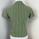 Vintage 90s Uncivilized Green Pinstriped V Neck Short Sleeve Top Small Photo 4