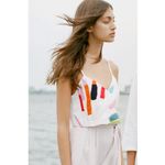 Mara Hoffman  Embroidered Cropped Cami‎ Ivory XS Beach Vacation Michelle Obama Photo 2