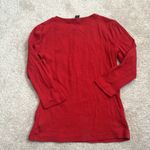 CHAPS Women’s Red Texture Knit Scoop Neck Top w/ Quarter Sleeves Photo 1