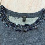 J.Crew Wkmans  Blue Marled Jewel Beaded Neckline Short Sleeve Sweatshirt Small Photo 6