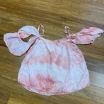 American Eagle  Top Womens Small Pink‎ Tie Dye Off Shoulder Crop Blouse Summer Photo 1