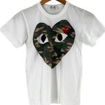 Comme des Garcons PLAY Camoflage Heart Graphic Tee White Size Small Photo 3