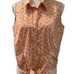 Casual Corner Annex 60s 70s Floral Bohemian Collared Tie Waist Crop Top Sz L Orange Size L Photo 1