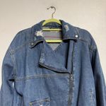 Essue  Blue Denim Moto Jacket Sz S Photo 2