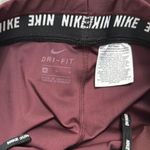 Nike  Dri-Fit Cropped Leggings Womens Size Medium Maroon Red Mesh Athletic Active Photo 9