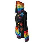 Rising International Rainbow Hoodie Womens M Floral Hippie BOHO Distressed Pride Black Size M Photo 1