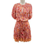 Poupette St. Barth Mini Bona V Red Chagal Printed Pink Orange Dress Size Small Photo 2