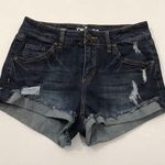Refuge  Blue Distressed Mid Rise Denim Jean Shortie Shorts Photo 0