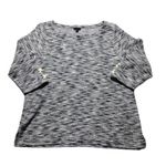 Talbots  Blue Gray White Metallic Tweed Marled Long Sleeve Top Photo 2