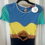 STAUD NWT  Piera Dress Size Small Color Blue Green Yellow Photo 7