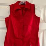 Hillard & Hanson  Womens Stretch Red Sleeveless Button-Up Shirt - Size M Photo 0