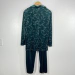 Passports Vtg. Velour Floral Print Button Up Top & Pants Set Green S/ M USA Made Photo 1