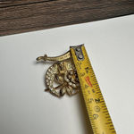 Signed ORA Daughter Of The Nile Scimitar & Rose Brooch Pin Rhinestone Vintage Gold Photo 1