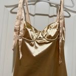 Free People  Casino Got Glam Tie Strap Gold Satin Midi Dress Photo 5