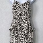 Parker Black and White Animal Print SIlk Peplum Dress Size X-Small Photo 0